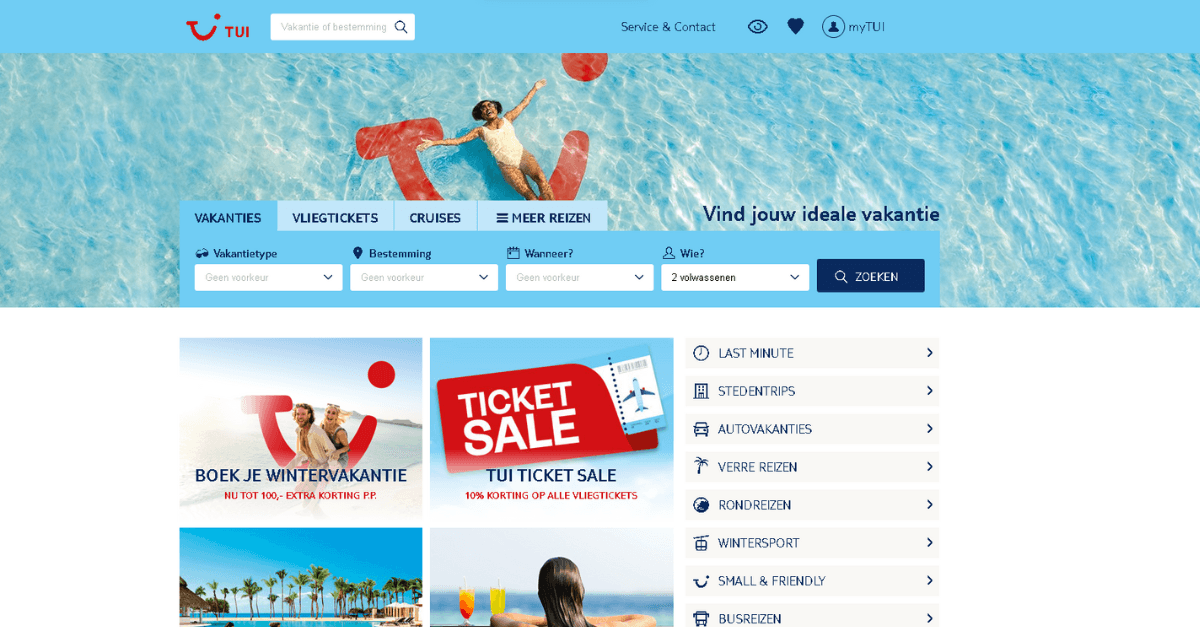 Website van de Vakantiediscounter