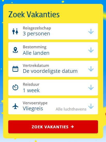 Website van Prijsvrij Vakanties